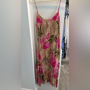 Z Supply Floral Pink and Tan Dress